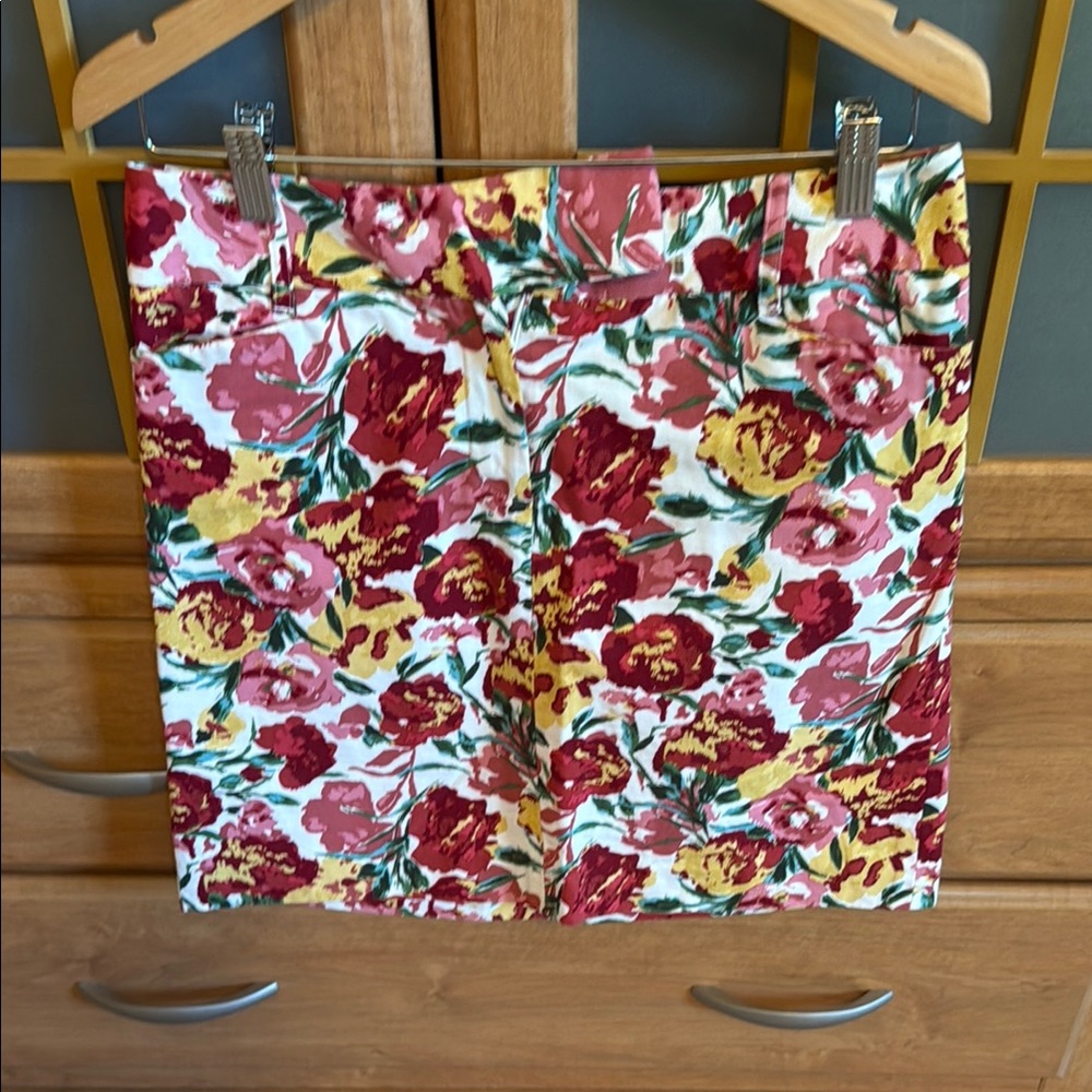 Floral Women's Skirt - Red and Yellow